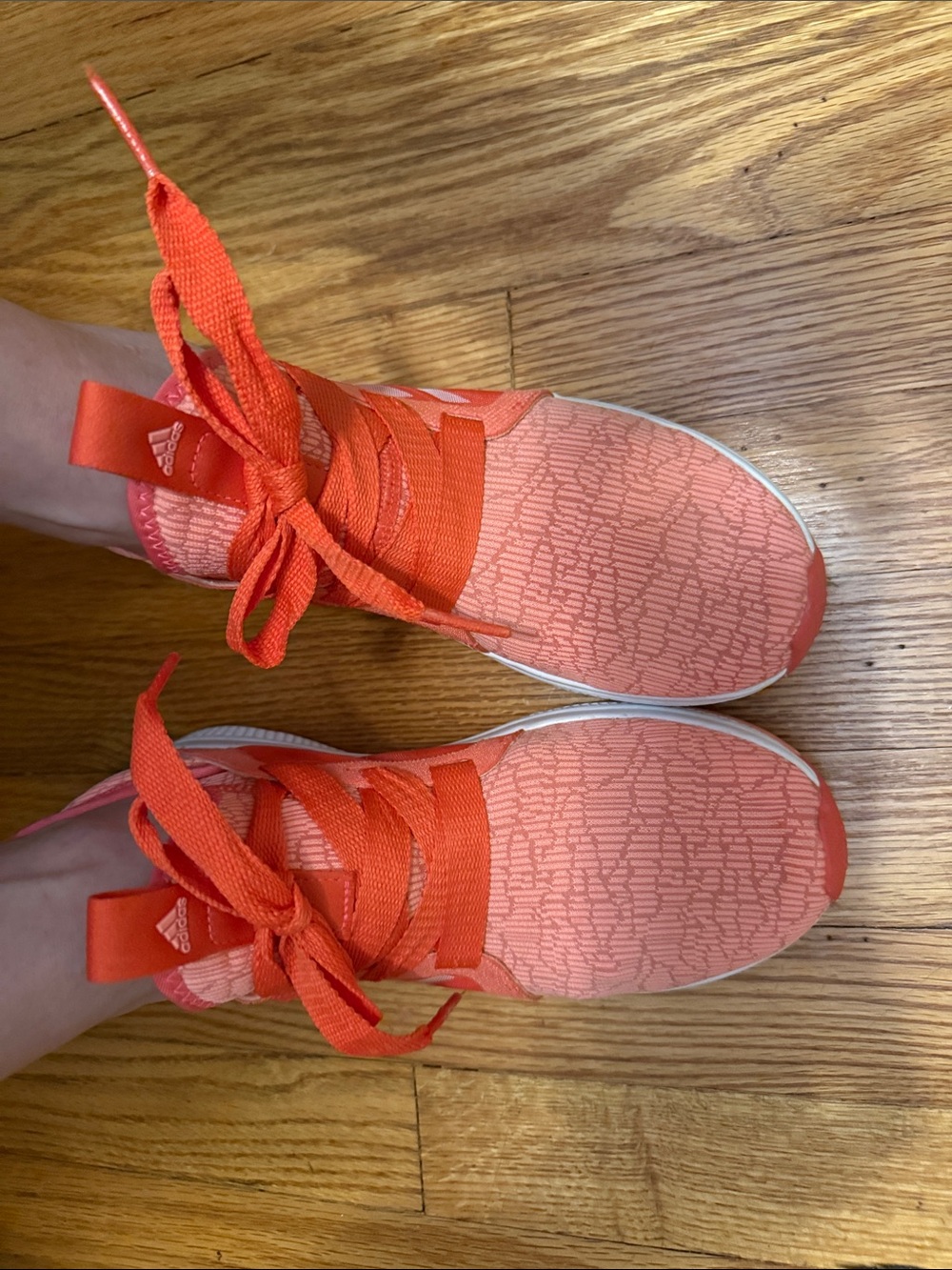 adidas Women’s Bright Coral Knit Lace-Up Sneakers Size 7.5